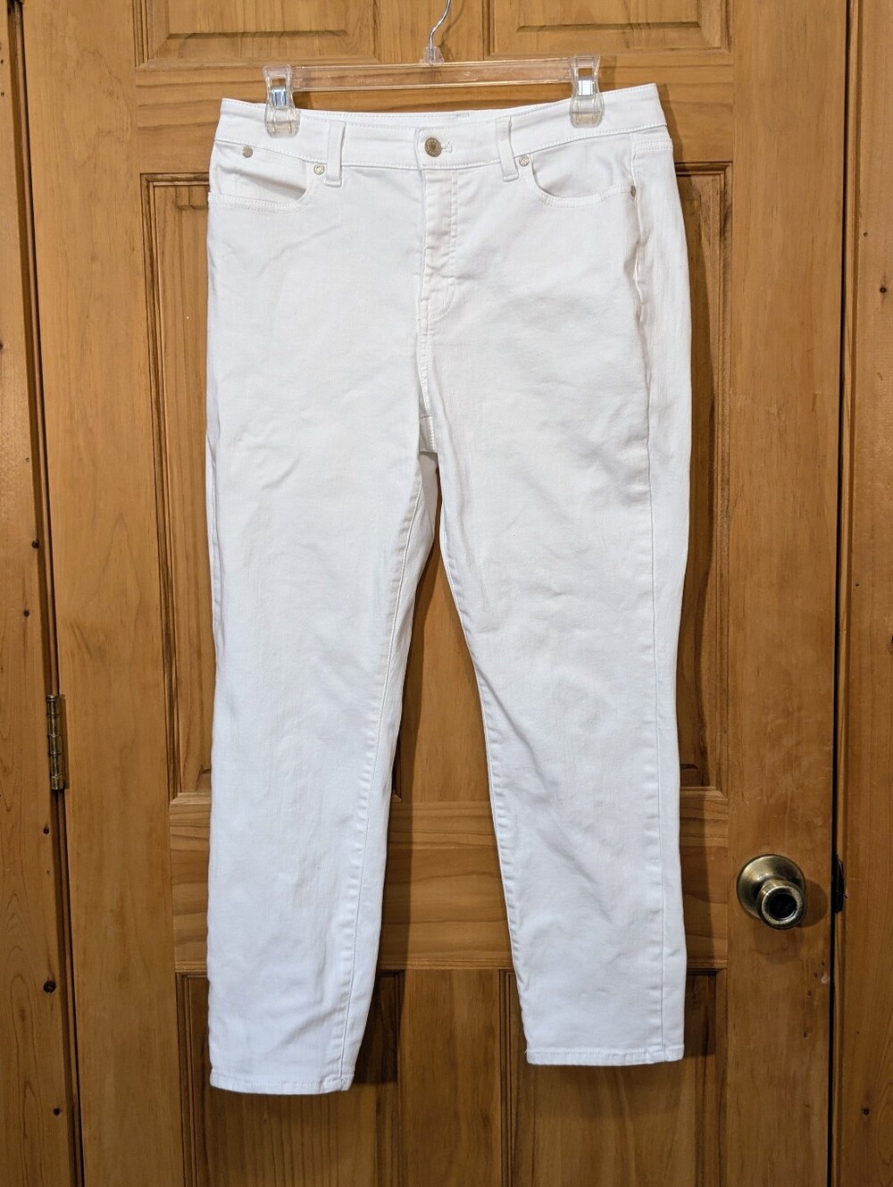Talbots Flawless Slim Ankle Curvy Jeans 10P White Denim Stretch Summer Resort